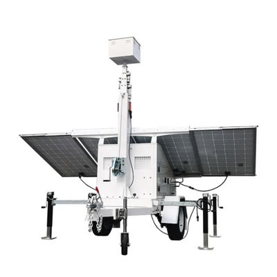 kopen Krachtige 1 kW laadvermogen LED-zonnetorenlamp met 6 m hydraulische mast en geluidsarme werking online vervaardiging