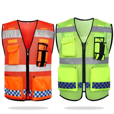 Goede prijs. 120 gm polyester mesh reflecterend vest met 5 cm hoog reflecterend bandje en aangepast logo voor een hoog zicht online