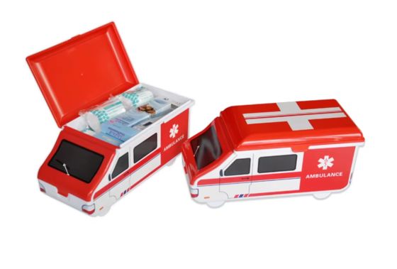 Goede prijs. Eerste Hulppakket in de vorm van een ambulance met ABS-plastiek en compacte 230x105x100 mm grootte voor noodgebruik online