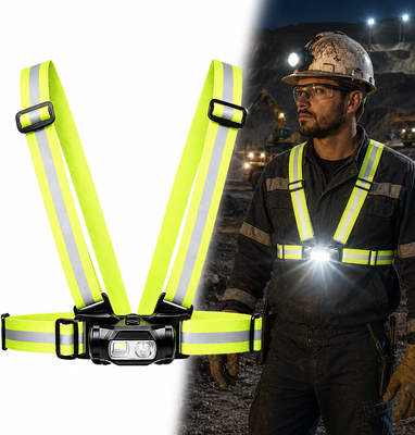 Goede prijs. IPX4 waterdicht borstwerklampje met dubbele lichtbron en reflecterende riem voor handsfree nachtwerk Online